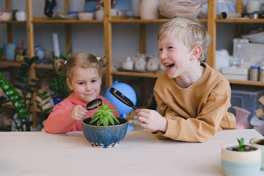 children engaged in gardening activities