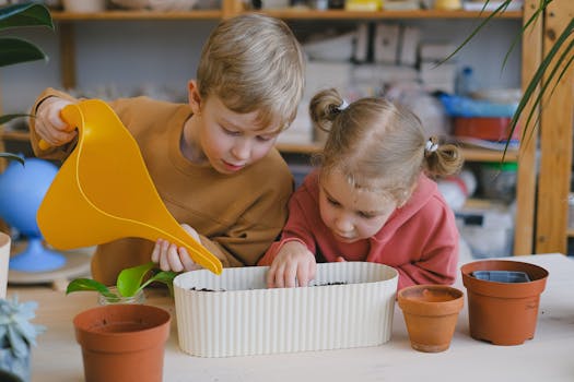 children planting seeds