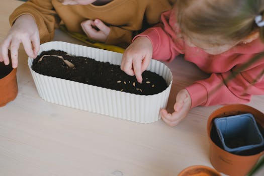 family planting seeds