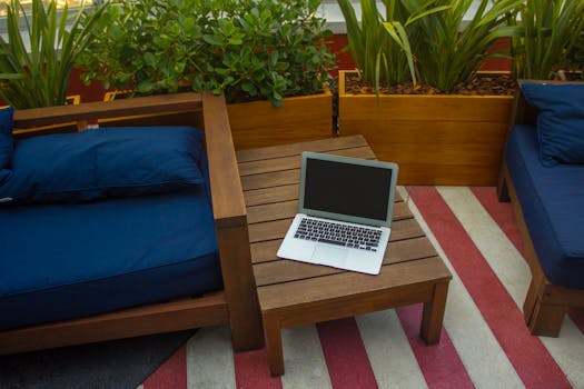 urban garden with self-watering planters